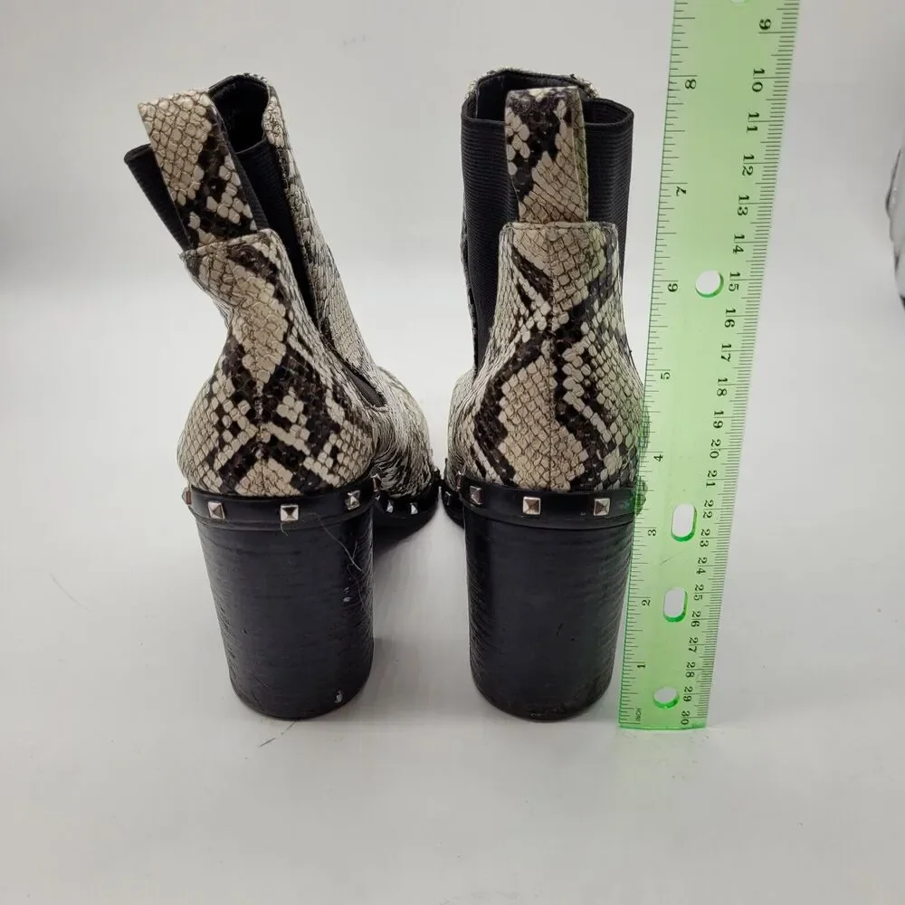 Charles By Charles David Dodger black snake print Ankle Boots Women’s Sz 7 ivory - Picture 7 of 10